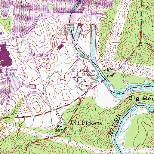 Topographic Map of Old Pickens Cemetery, SC
