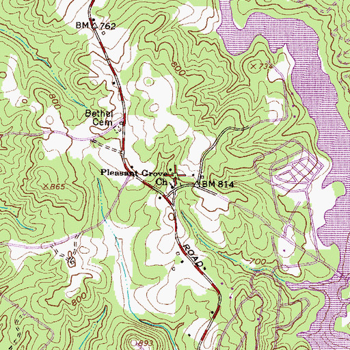 Topographic Map of Pleasant Grove Cemetery, SC