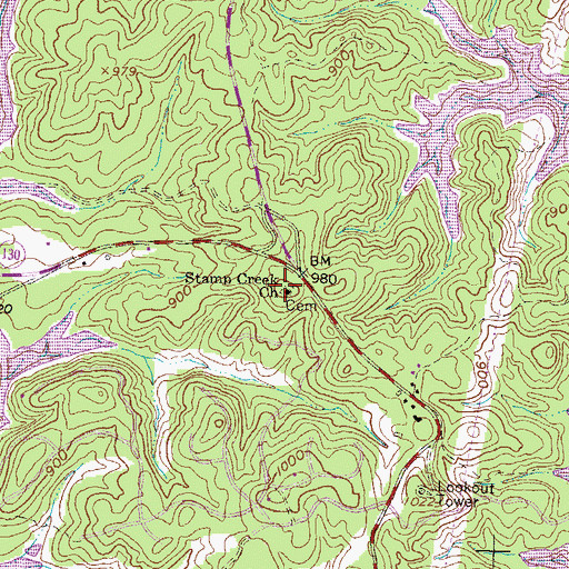 Topographic Map of Stamp Creek Cemetery, SC