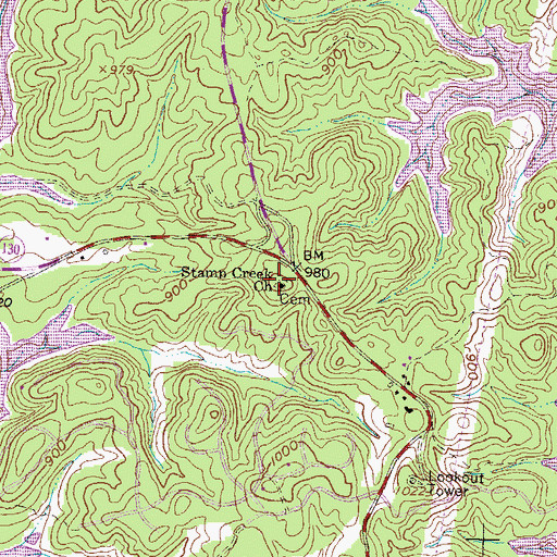 Topographic Map of Stamp Creek Cemetery, SC