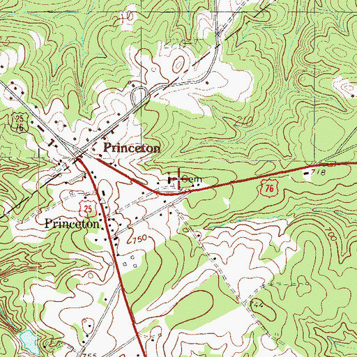 Topographic Map of Princeton Cemetery, SC