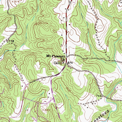 Topographic Map of Mount Pleasant Cemetery, SC