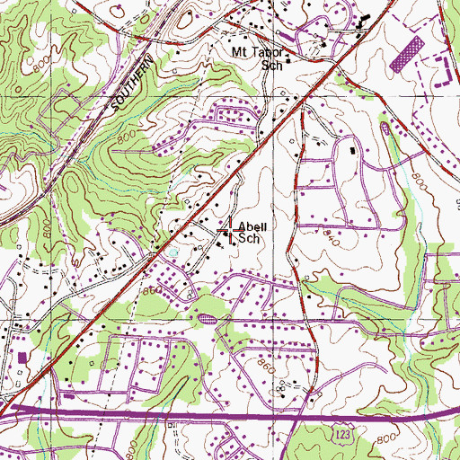 Topographic Map of Abell School, SC