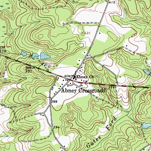 Topographic Map of Abney Church, SC