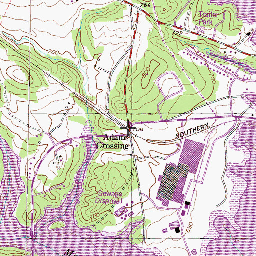 Topographic Map of Adams Crossing, SC