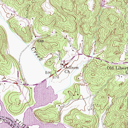 Topographic Map of Adison Church, SC
