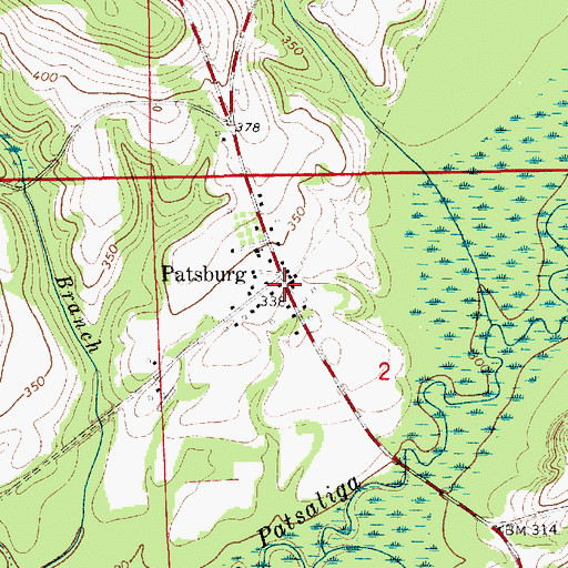 Topographic Map of Patsburg, AL