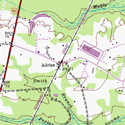 Topographic Map of Adrian, SC