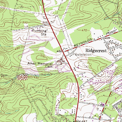 Topographic Map of Aiken Memorial Cemetery, SC