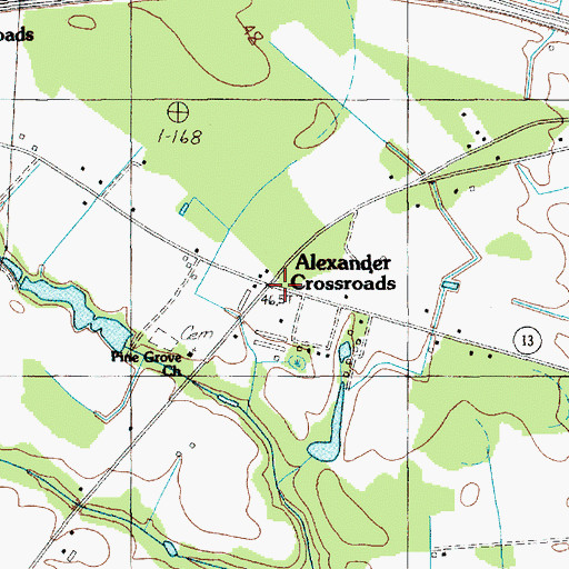 Topographic Map of Alexander Crossroads, SC