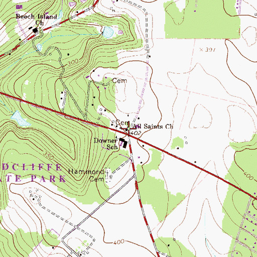 Topographic Map of All Saints Church, SC