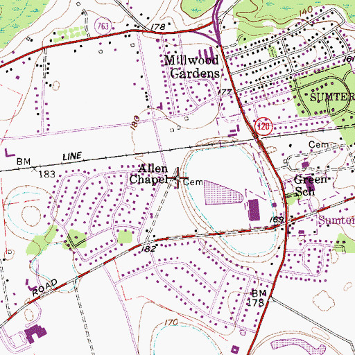 Topographic Map of Allen Chapel, SC