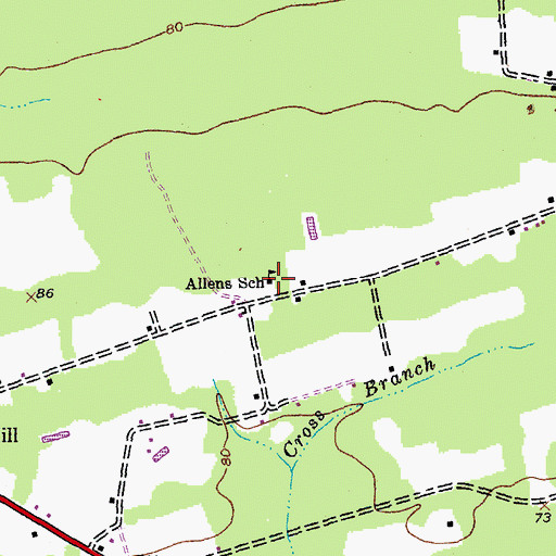 Topographic Map of Allens School, SC