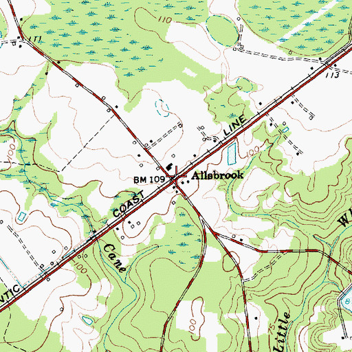 Topographic Map of Allsbrook, SC