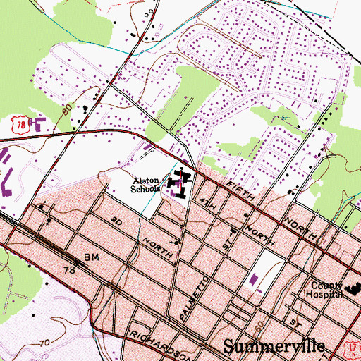 Topographic Map of Alston Middle School, SC