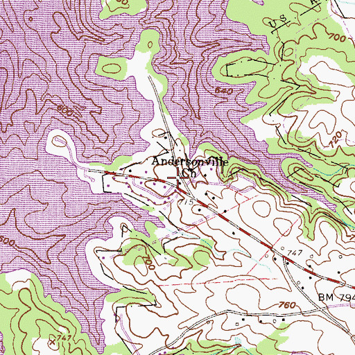 Topographic Map of Andersonville Baptist Church, SC