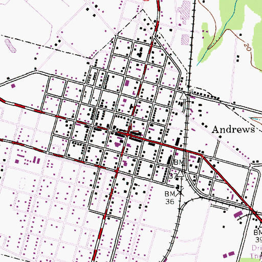 Topographic Map of Andrews, SC