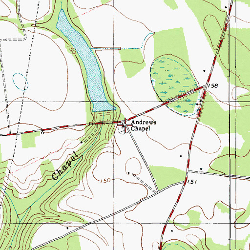 Topographic Map of Andrews Chapel, SC