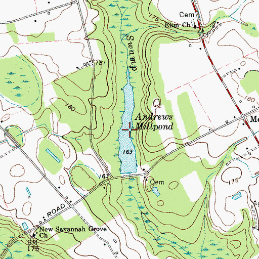 Topographic Map of Andrews Millpond, SC