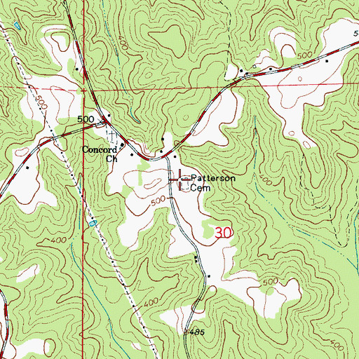 Topographic Map of Patterson Cemetery, AL