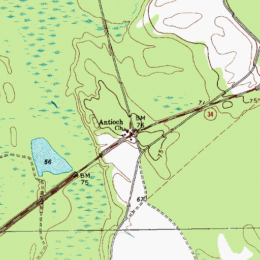 Topographic Map of Antioch Church, SC