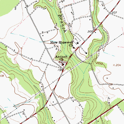 Topographic Map of Antioch Church, SC