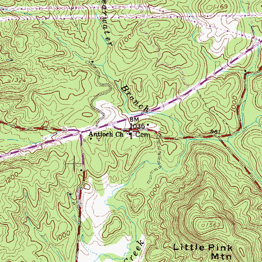 Topographic Map of Antioch Baptist Church, SC