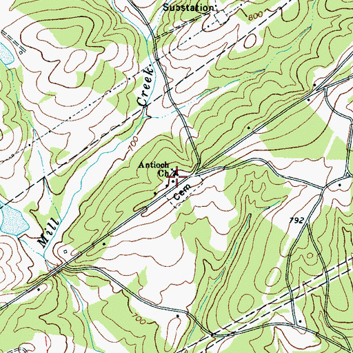 Topographic Map of Antioch Baptist Church, SC