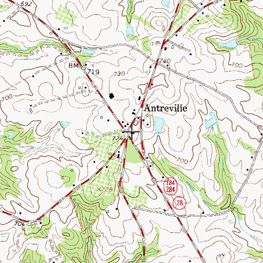 Topographic Map of Antreville, SC