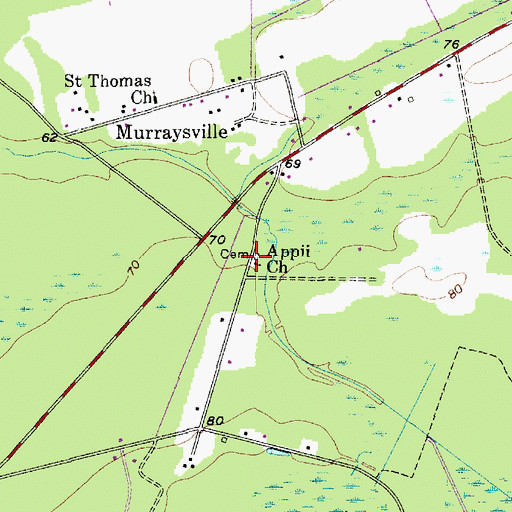 Topographic Map of Appii Church, SC