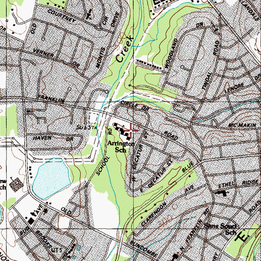 Topographic Map of Arrington School, SC
