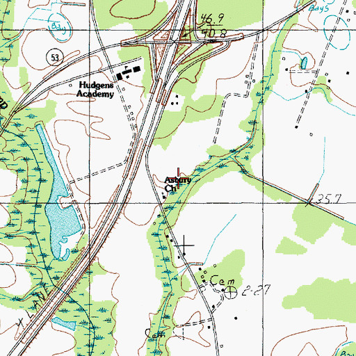 Topographic Map of Asbury Church, SC