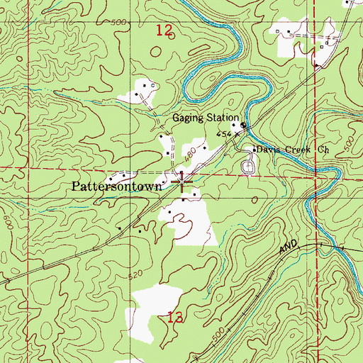Topographic Map of Pattersontown, AL