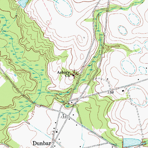 Topographic Map of Asbury Church, SC