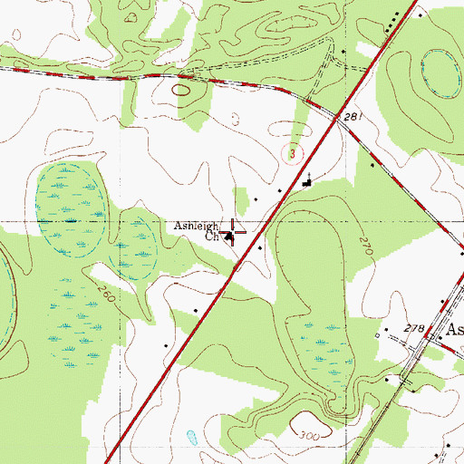 Topographic Map of Ashleigh Baptist Church, SC