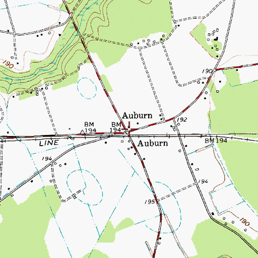 Topographic Map of Auburn, SC