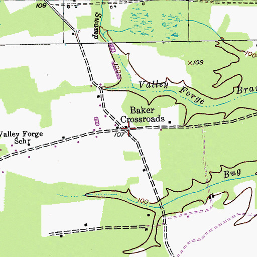 Topographic Map of Baker Crossroads, SC