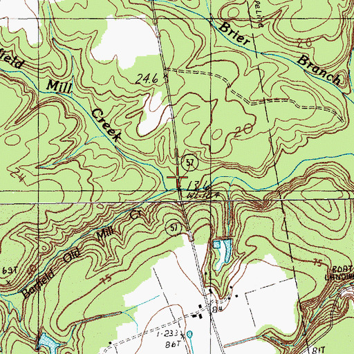 Topographic Map of Barfields Old Mill Creek, SC