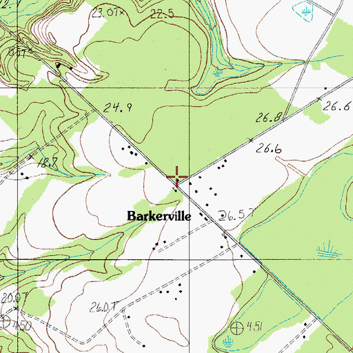 Topographic Map of Barkerville, SC