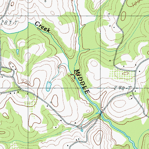 Topographic Map of Beaverdam Creek, SC
