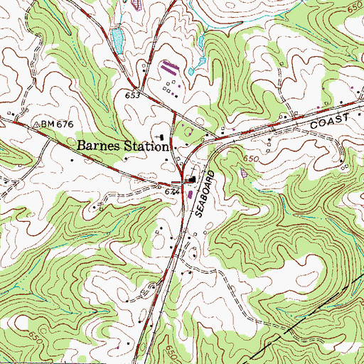 Topographic Map of Barnes Station, SC