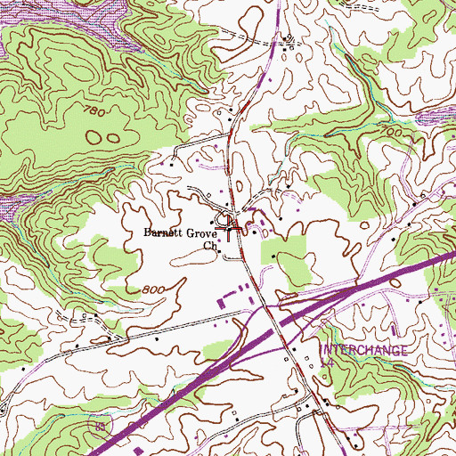 Topographic Map of Barnett Grove Church, SC