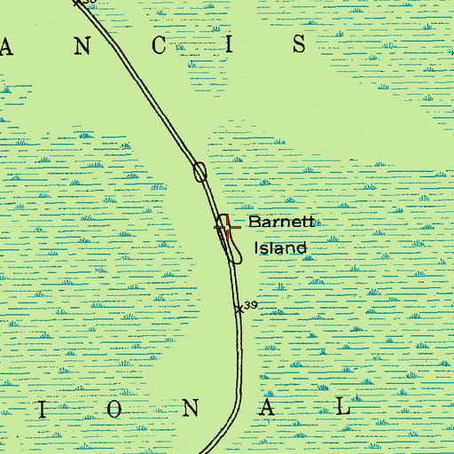 Topographic Map of Barnett Island, SC