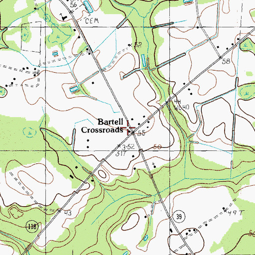 Topographic Map of Bartell Crossroads, SC