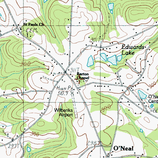 Topographic Map of Barton Chapel, SC