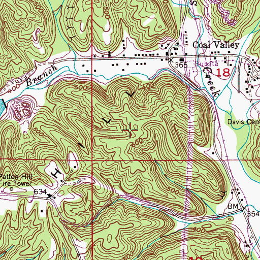 Topographic Map of Patton Hill, AL