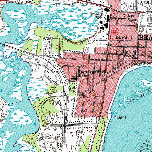 Topographic Map of Beaufort County School District Adult Education Center, SC