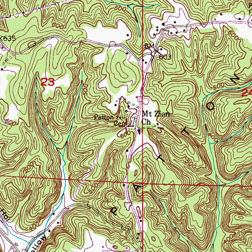 Topographic Map of Patton Hill Cemetery, AL