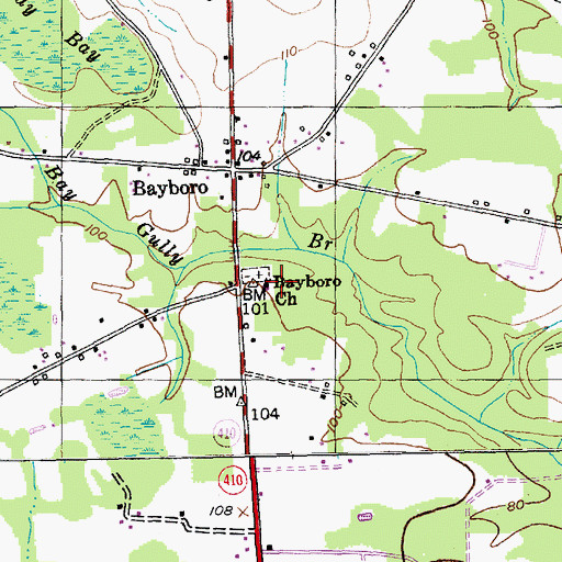 Topographic Map of Bayboro Church, SC