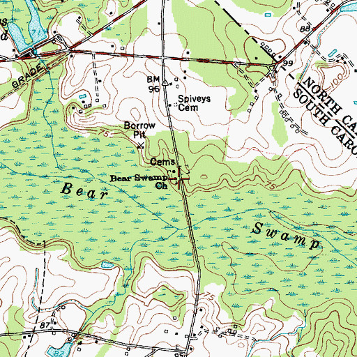 Topographic Map of Bear Swamp Church, SC